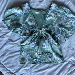 Abercrombie & Fitch mint green floral shirt XS